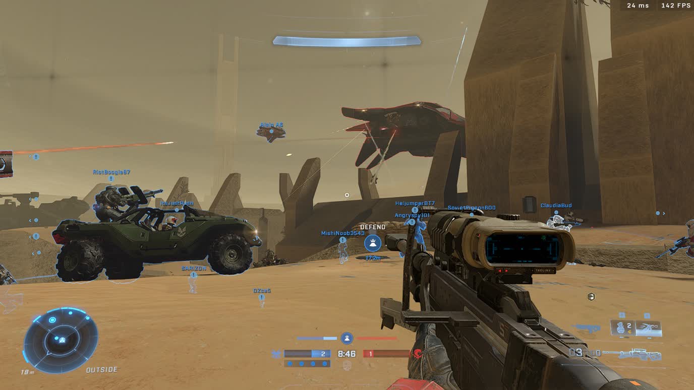 Players shooting at a Phantom aerial gunship