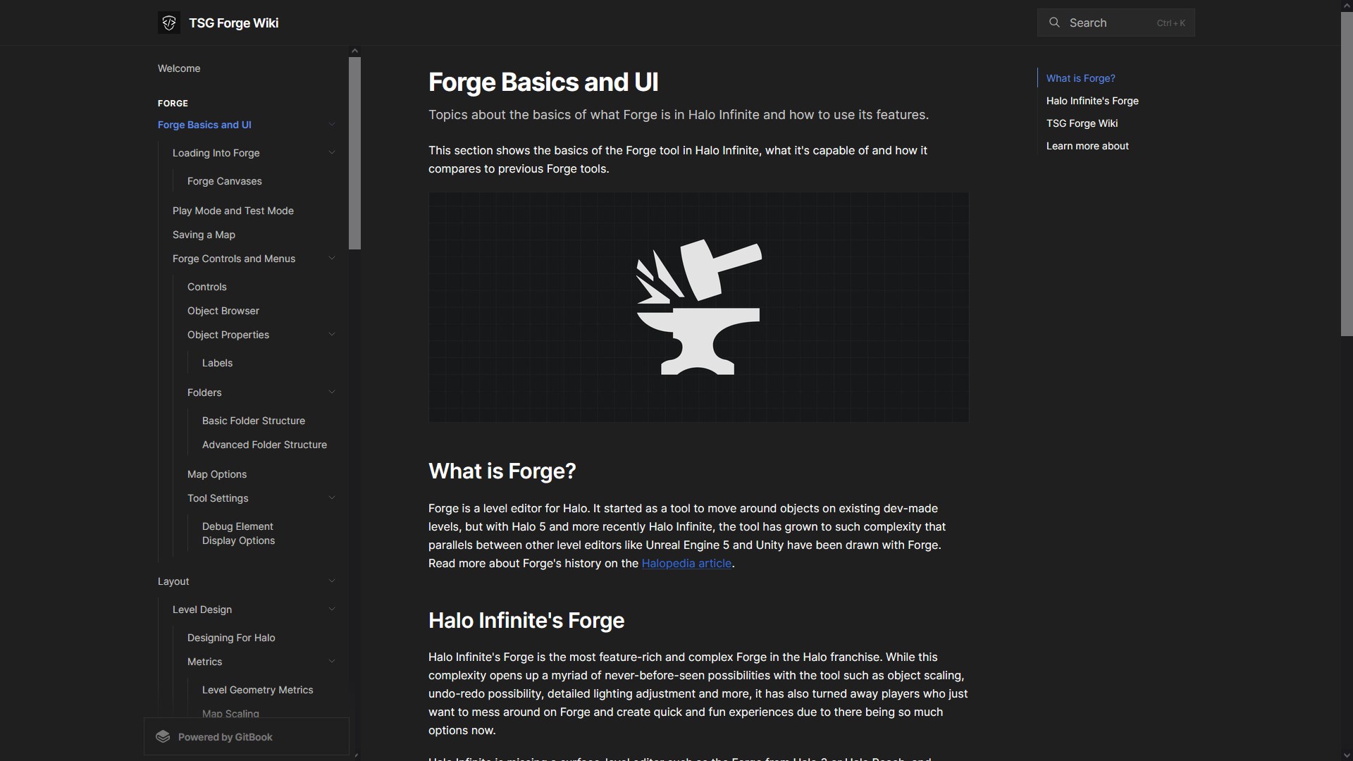 'Forge Basics and UI' wiki landing page